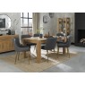 Turin Light Oak 6-8 Seater Table & 6 Kent Dark Grey Faux Leather Chairs - Gold Legs