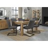 Turin Light Oak 6-8 Seater Table & 6 Lewis Distressed Dark Grey Fabric Cantilever Chairs