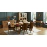 Westbury Rustic Oak 4-6 Seater Table & 6 Upholstered Chairs in Rustic Tan Faux Leather