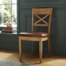 Westbury Rustic Oak X Back Chair - Tan Faux Leather (Pair)