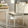 Ashley Antique White X Back Chair - Sand Colour Fabric (Single) - Grade A2 - Ref #0103