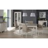 Bentley Designs Montreux Grey Washed Oak & Soft Grey 4-6 Seater Dining Set & 4 Upholstered Chairs in Grey Bonded Leather- fea