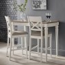 Bentley Designs Montreux Grey Washed Oak & Soft Grey Bar Table Set & 2 X Back Bar Stools in Grey Bonded Leather- feature