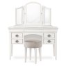 Bentley Designs Chantilly White Stool- Grey Fabric- dressing table