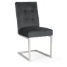 Bentley Designs Tivoli Dark Oak 4-6 Seater Dining Set & 4 Cantilever Chairs- Gun Metal Velvet Fabric- chair front angle
