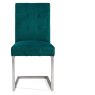Bentley Designs Tivoli Dark Oak 4-6 Seater Dining Set & 4 Cantilever Chairs- Sea Green Velvet Fabric- chair front