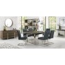 Faro Dark Oak 6-8 Seater Table & 6 Cantilever Chairs in Mottled Black Faux Leather