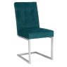 Bentley Designs Tivoli Dark Oak 6-8 Seater Dining Set & 6 Cantilever Chairs- Sea Green Velvet Fabric- chair front angle