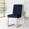 Faro Dark Oak Uph Cantilever Chair - Dark Blue Velvet (Pair)