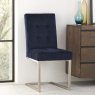 Faro Dark Oak Uph Cantilever Chair - Dark Blue Velvet (Pair) Faro Dark Oak Uph Cantilever Chair - Dark Blue Velvet (Pair)