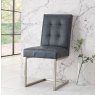 Faro Dark Oak Uph Cantilever Chair - Mottled Black Faux Lthr (Pair)