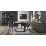 Faro Weathered Oak 4-6 Seater Table & 4 Oxford Grey Velvet Chairs