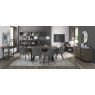 Faro Weathered Oak 6-8 Seater Table & 6 Oxford Grey Velvet Chairs