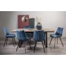 Faro Weathered Oak 6-8 Seater Table & 6 Fontana Blue Velvet Chairs