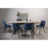 Faro Weathered Oak 6-8 Seater Table & 6 Seurat Blue Velvet Chairs