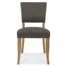 Bentley Designs Indus Rustic Oak 4 Seater Circular Dining Set & 4 Upholstered Chairs in Dark Grey Fabric- chair front on