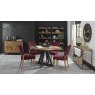 Harvey Rustic Oak 4 Seater Circular Table & 4 Oak Chairs in Crimson Velvet