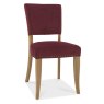 Bentley Designs Indus Rustic Oak 4 Seater Dining Set & 4 Rustic Uph Chairs- Crimson Velvet Fabric- chair front angle