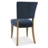 Bentley Designs Indus Rustic Oak 4 Seater Dining Set & 4 Rustic Uph Chairs- Dark Blue Velvet Fabric- chair back angle