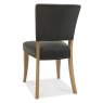 Bentley Designs Indus Rustic Oak 4 Seater Dining Set & 4 Rustic Uph Chairs- Gun Metal Velvet Fabric- chair back angle