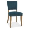 Bentley Designs Indus Rustic Oak 4 Seater Dining Set & 4 Rustic Uph Chairs- Sea Green Velvet Fabric- chair front angle