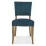 Bentley Designs Indus Rustic Oak 4 Seater Dining Set & 4 Rustic Uph Chairs- Sea Green Velvet Fabric- chair front