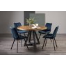 Harvey Rustic Oak 4 Seater Table & 4 Fontana Blue Velvet Chairs