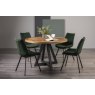 Harvey Rustic Oak 4 Seater Table & 4 Fontana Green Velvet Chairs