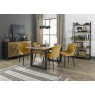 Harvey Rustic Oak 4-6 Seater Table & 4 Kent Mustard Velvet Chairs - Black Legs