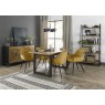 Harvey Rustic Oak 4-6 Seater Table & 4 Oxford Mustard Velvet Chairs - Black Legs