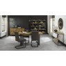 Bentley Designs Indus Rustic Oak 4-6 Seater Dining Set & 4 Upholstered Cantilever Chairs in Dark Grey Fabric- feature