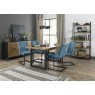 Harvey Rustic Oak 4-6 Seater Table & 4 Lewis Petrol Blue Velvet Cantilever Chairs Harvey Rustic Oak 4-6 Seater Table & 4 Lewis Petrol Blue Velvet Cantilever Chairs