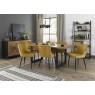 Harvey Rustic Oak 6-8 Seater Table & 6 Kent Mustard Velvet Chairs - Black Legs