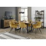Harvey Rustic Oak 6-8 Seater Table & 6 Oxford Mustard Velvet Chairs - Black Legs