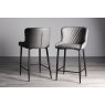 Kent - Dark Grey Faux Leather Bar Stools with Black Legs (Pair)