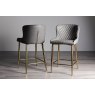 Kent - Dark Grey Faux Leather Bar Stools with Gold Legs (Pair) - Grade A3 - Ref #0318 Kent - Dark Grey Faux Leather Bar Stools with Gold Legs (Pair) - Grade A3 - Ref #0318