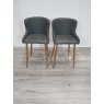 Kent - Dark Grey Faux Leather Bar Stools with Gold Legs (Pair) - Grade A3 - Ref #0320 Kent - Dark Grey Faux Leather Bar Stools with Gold Legs (Pair) - Grade A3 - Ref #0320