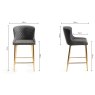 Kent - Dark Grey Faux Leather Bar Stools with Gold Legs (Pair) - Grade A3 - Ref #0320 Kent - Dark Grey Faux Leather Bar Stools with Gold Legs (Pair) - Grade A3 - Ref #0320
