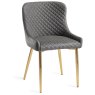 Kent - Dark Grey Faux Leather Chairs with Gold Legs (Pair) - Grade A2 - Ref #0381 Kent - Dark Grey Faux Leather Chairs with Gold Legs (Pair) - Grade A2 - Ref #0381