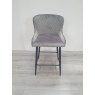 Kent - Grey Velvet Fabric Bar Stool with Black Legs (Single) - Grade A3 - Ref #0368 Kent - Grey Velvet Fabric Bar Stool with Black Legs (Single) - Grade A3 - Ref #0368