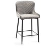 Kent - Grey Velvet Fabric Bar Stool with Black Legs (Single) - Grade A3 - Ref #0368 Kent - Grey Velvet Fabric Bar Stool with Black Legs (Single) - Grade A3 - Ref #0368