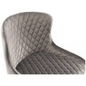 Home Origins Cezanne pair of bar stools- diamond stitch in grey velvet upholstery- seat cover close up