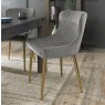 Kent - Grey Velvet Fabric Chairs with Gold Legs (Single) - Grade A2 - Ref #0444 Kent - Grey Velvet Fabric Chairs with Gold Legs (Single) - Grade A2 - Ref #0444
