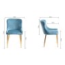 Kent - Petrol Blue Velvet Fabric Chair with Gold Legs (Single) - Grade A3 - Ref #0447 Kent - Petrol Blue Velvet Fabric Chair with Gold Legs (Single) - Grade A3 - Ref #0447
