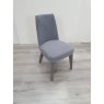 Nordic Aged Oak Upholstered Chair - Slate Blue (Single) - Grade A3 - Ref #0303 Nordic Aged Oak Upholstered Chair - Slate Blue (Single) - Grade A3 - Ref #0303
