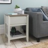 Palermo Grey Washed Oak & Soft Grey Lamp Table With Drawer