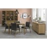 Palermo Oak 2-4 Seater Table & 4 Upholstered Chairs in Black Gold Fabric