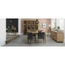 Palermo Oak 4-6 Seater Table & 4 Upholstered Chairs in Black Gold Fabric