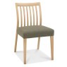 Bentley Designs Bergen Oak Low Slat Back Chair- Black Gold Fabric- Pair- front angle