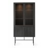 Velvet Vitrine with 2 Glass Doors & Fluted Doors Velvet Vitrine with 2 Glass Doors & Fluted Doors